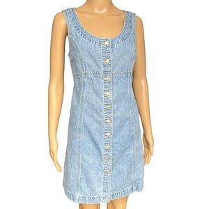 Vintage 90s GAP Denim Button Front Dress Cotton A-Line